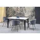 Стол обеденный HALMAR FELIX белый мрамор/черный 141-201/81